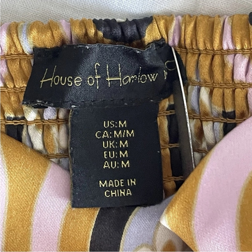 House Of Harlow Crop Top Camisole Tank Womens Medium Gold Pink Black Silky Retro - Picture 8 of 11